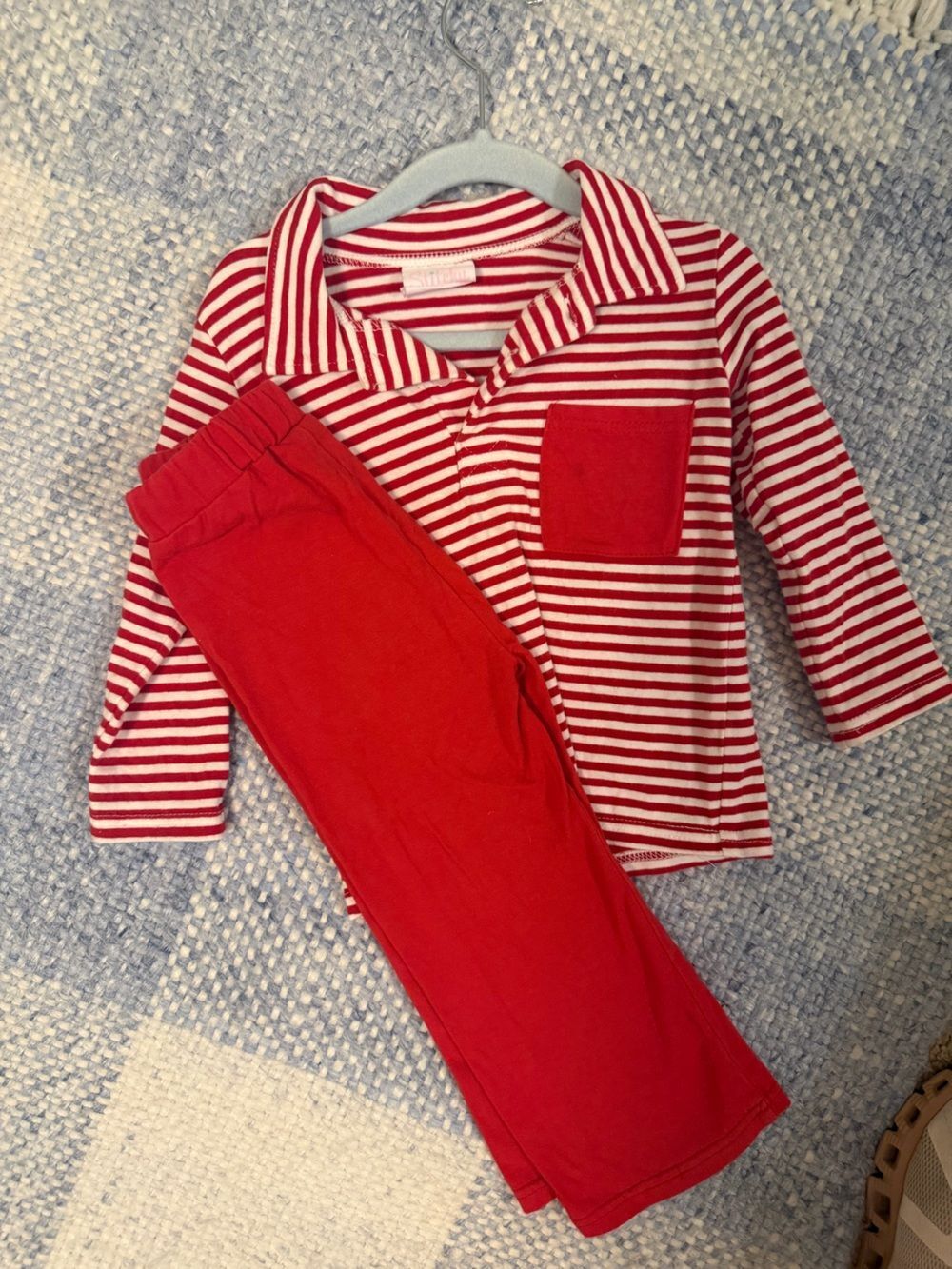 Stitchy fish stripe polo set